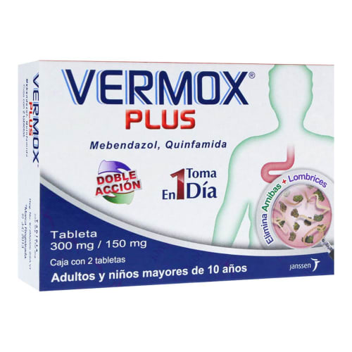 Vermox plus 2 tabletas 300mg Vermox plus 2 tabletas 300mg
