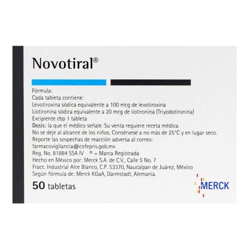 Compra Novotiral levotiroxina sódica, liotironina 100/20 mcg con 50 ...