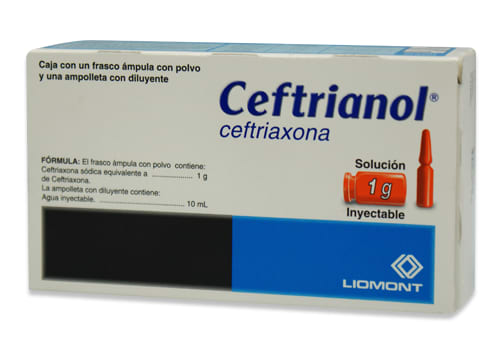 Ceftrianol ceftriaxona iv 1g solución inyectable frasco con ampula 10 ml