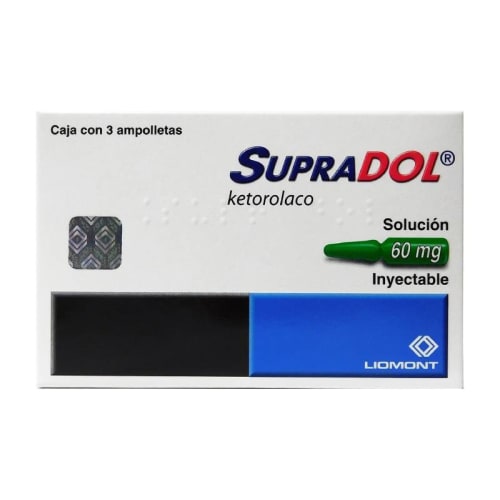 Compra Supradol ketorolaco 60 mg solución inyectable con 3 ampolletas