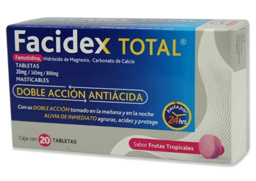 Facidex total 30 tabletas 20/165/800 mg