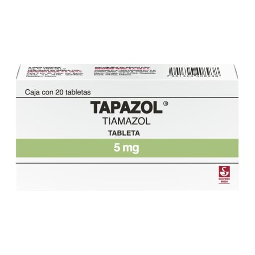 Tapazol tiamazol 5 mg con 20 tabletas