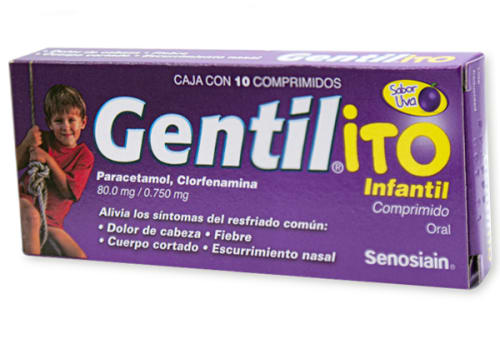 Gentil ito infantil paracetamol clorfenamina 80/0.750 mg con 10 comprimidos