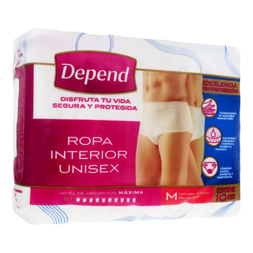 Comprar Depend ropa interior unisex mediano 34-46 10 piezas bolsa - Prixz |  Farmacia a Domicilio