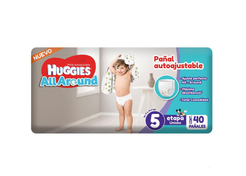 pañales huggies all around autoajustables etapa 5 unisex 40 pzas