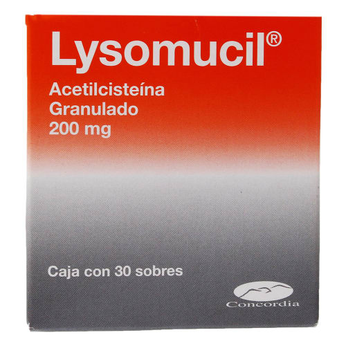 Lysomucil granulado acetilcisteína 200 mg polvo con 30 sobres