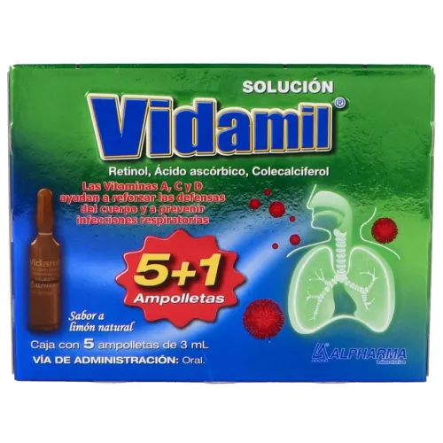 Vidamil solución sabor limón natural 5 ampolletas caja vitamina a 3 ml precio Vidamil solución sabor limón natural 5 ampolletas caja vitamina a 3 ml precio