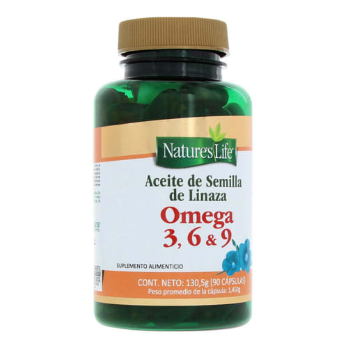 Nature's life aceite semilla linaza omega 3 6 9 90 cápsulas frasco omega 3 1 g Nature's life aceite semilla linaza omega 3 6 9 90 cápsulas frasco omega 3 1 g