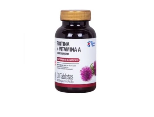 Biotina + vitamina a suplemento alim 30 tabletas 6g precio