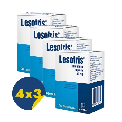 Lesotris curcumina 42 mg con 60 cápsulas pack 4