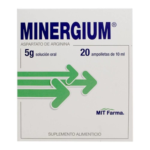 Minergium aspartaton de arginina 5 g suplemento alimenticio solución 20 ampolletas