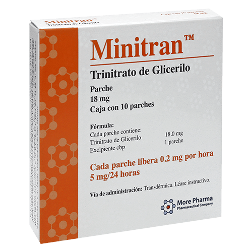 Minitran 18 mg (5mg/24hrs) cutaneo 10 parche precio