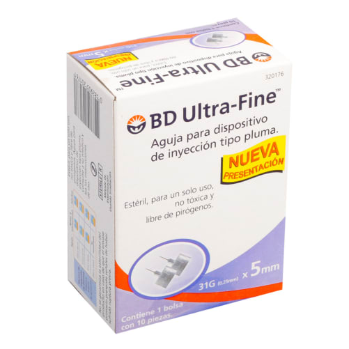 BD Ultra-Fine Aguja desechable 31G x 5 mm con 10 piezas precio