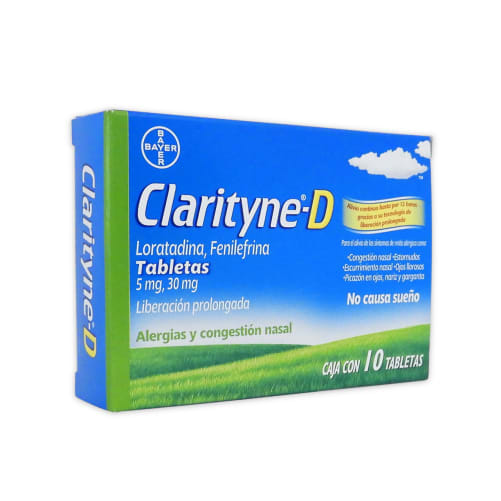 Clarityne D Antialérgico Descongestivo con 10 tabletas precio