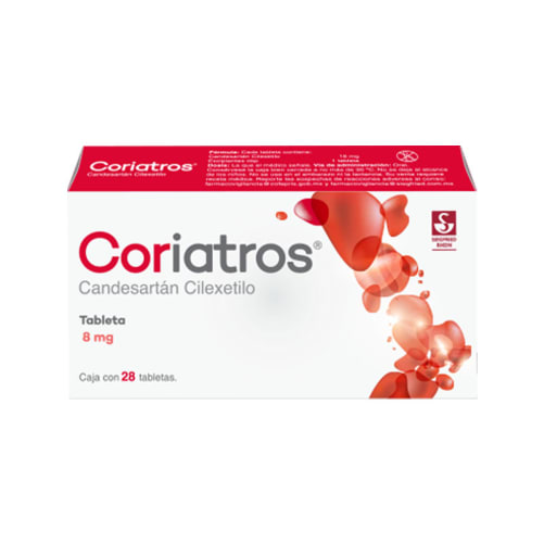 Coriatros candesartán cilexetilo 8 mg con 28 tabletas precio