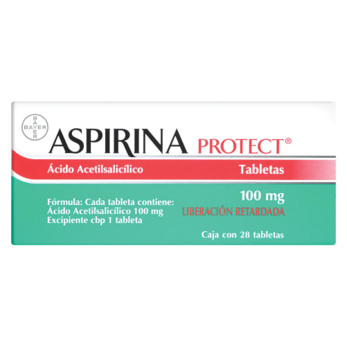 Aspirina PROTECT 100 mg con 28 tabletas precio