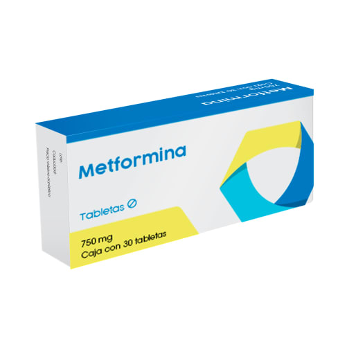 Metformina 750 mg con 30 tabletas precio