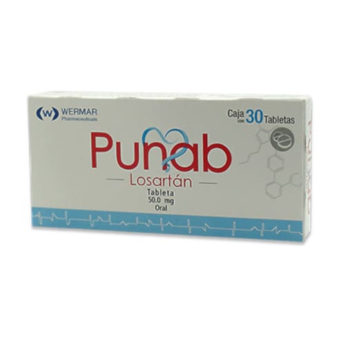 Punab losartán 50 mg con 30 tabletas precio