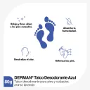 Derman Azul Talco Desodorante Para Pies Polvo Con 80 G