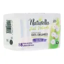 Toalla femenina naturella just naturals extra largas con alas 8 pzas.