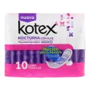 Kotex Nocturna Toallas Sanitarias Con Alas 10 Piezas