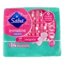 Saba Invisible Toallas Sanitarias Con Alas Con 14 Piezas