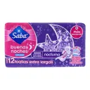 Saba Buenas Noches Toallas Sanitarias Nocturnas Con Alas Con 12 Piezas
