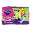 Saba Confort Con Manzanilla Toallas Sanitarias Nocturnas Con Alas Con 8 Piezas