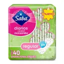 Saba Confort Manzanilla Protectores Diarios Regular 40 Piezas Bolsa