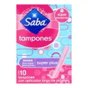 Saba Tampones Súper Plus Con Aplicador Largo Con 10 Piezas