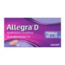 Allegra D Antihistamínico 10 tabletas x 60 mg