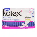 Kotex Maxi Toallas Sanitarias Con Alas 10 Piezas