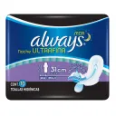 Always Noche Ultra Fina Toallas Sanitarias Con Alas 10 Piezas