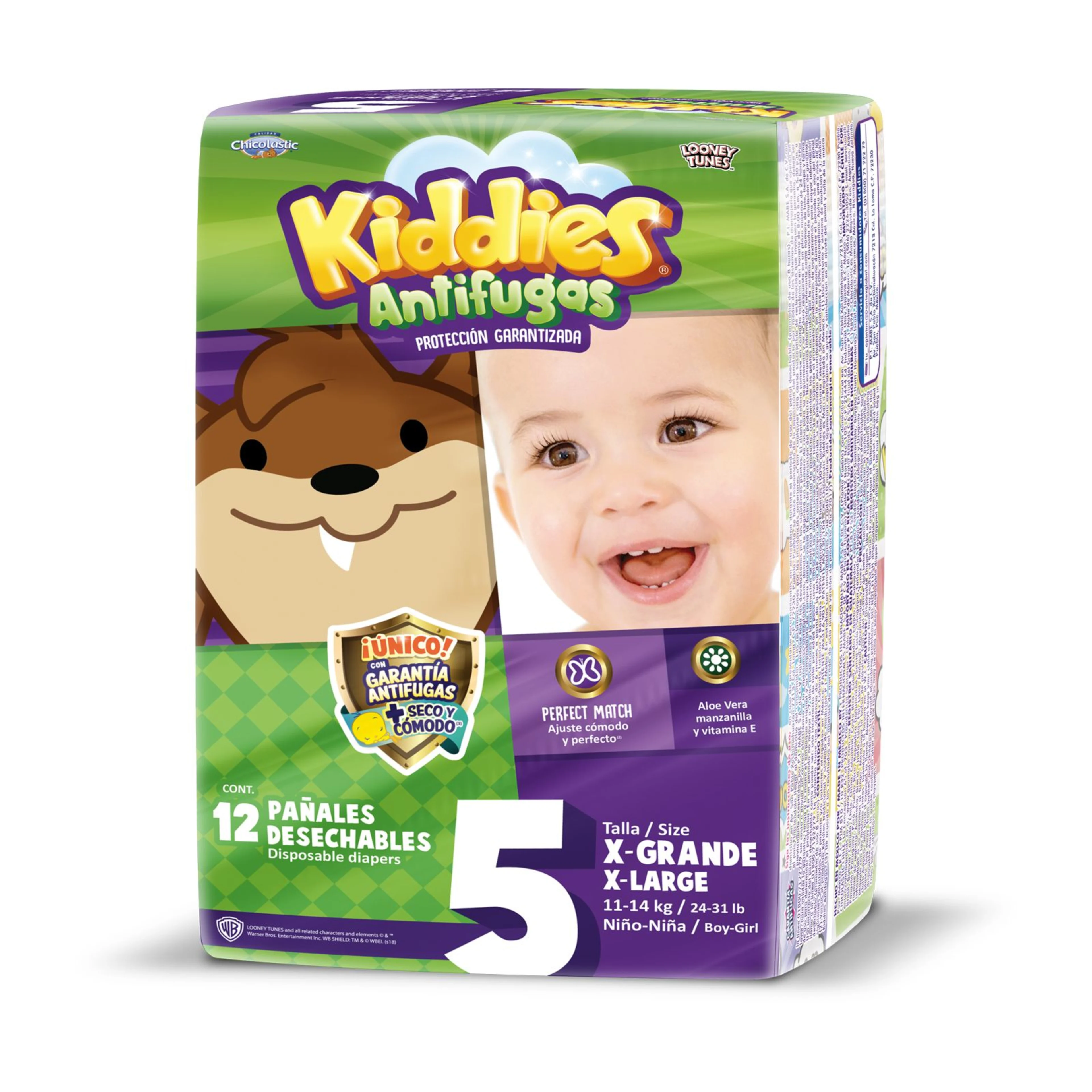 Pañales chicolastic kiddies antifugas etapa 5  12 piezas.