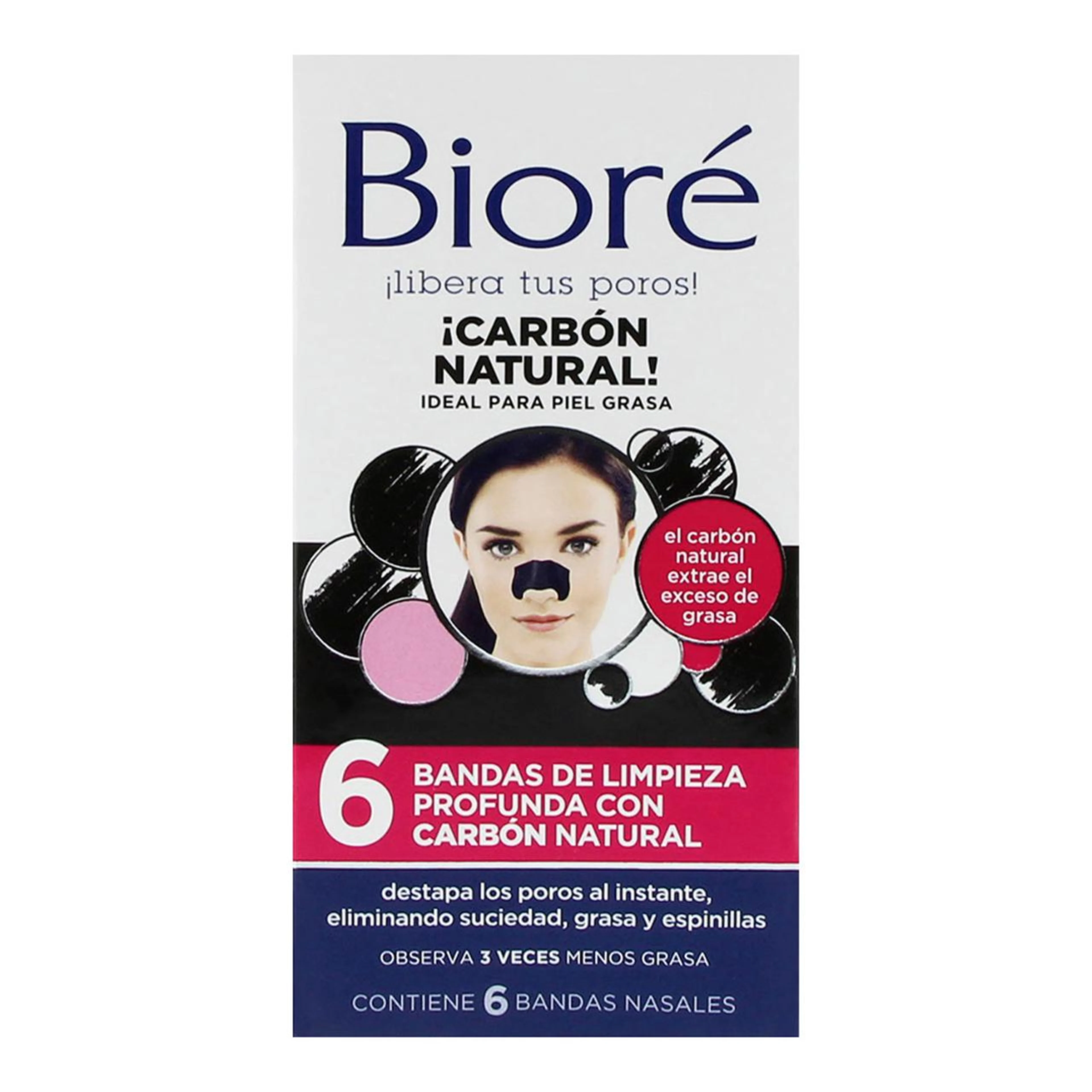 Bandas De Limpieza Bioré Con Carbón Natural 6 Piezas