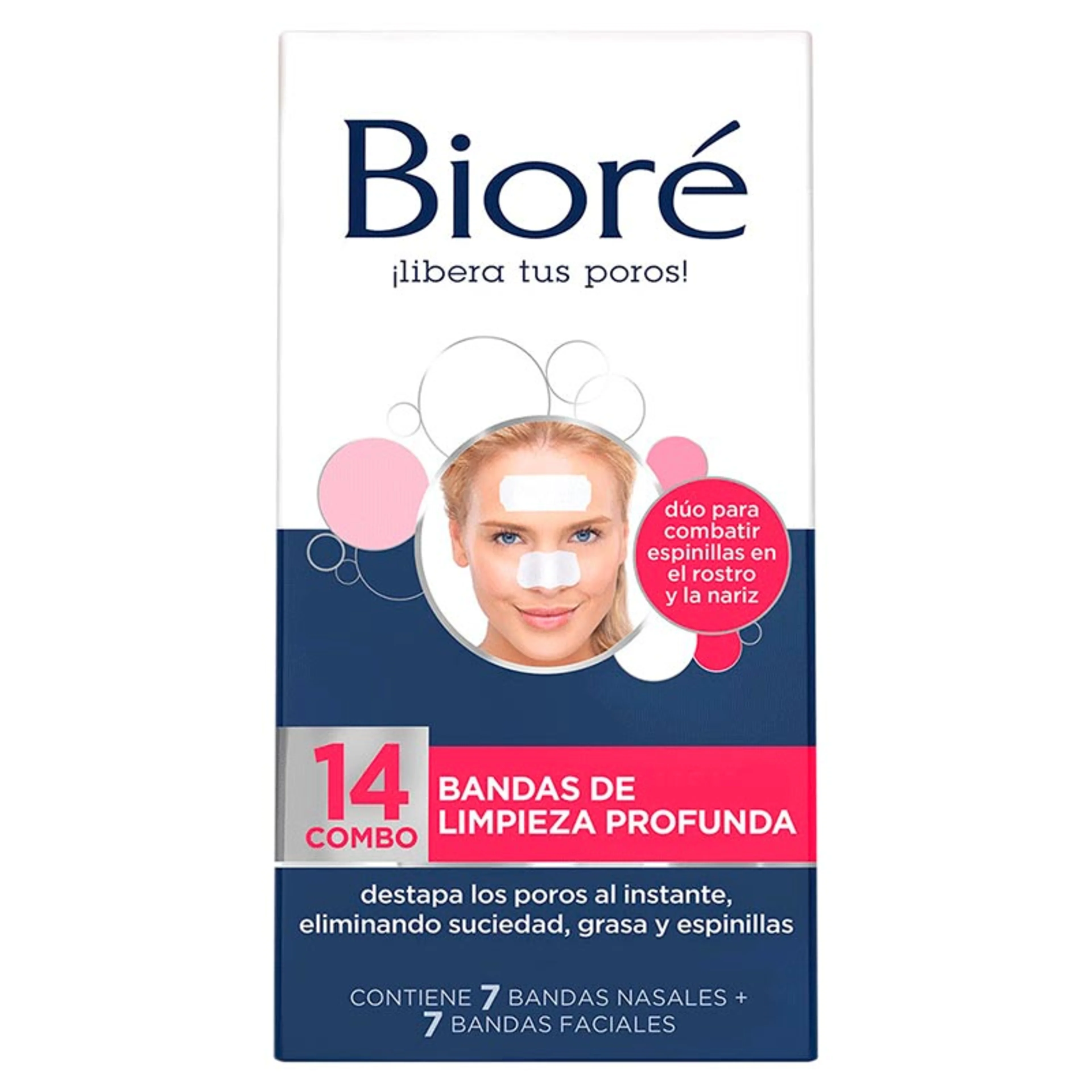 Biore bandas de limpieza profunda combo: 7 bandas nasales y 7 bandas faciales 14 caja