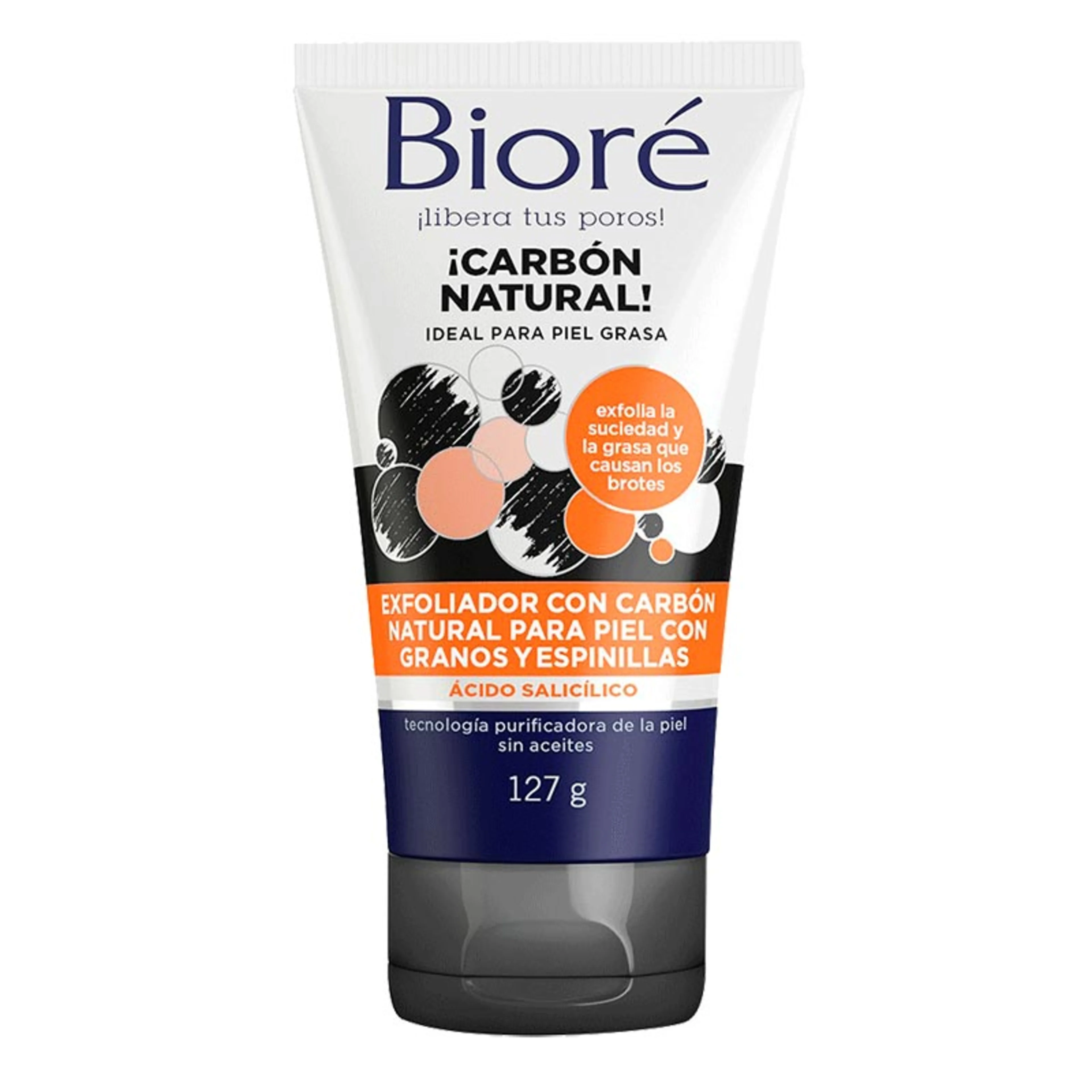 Biore exfoliador con carbón natural para piel grasosa con granos y espinillas 127 g tubo