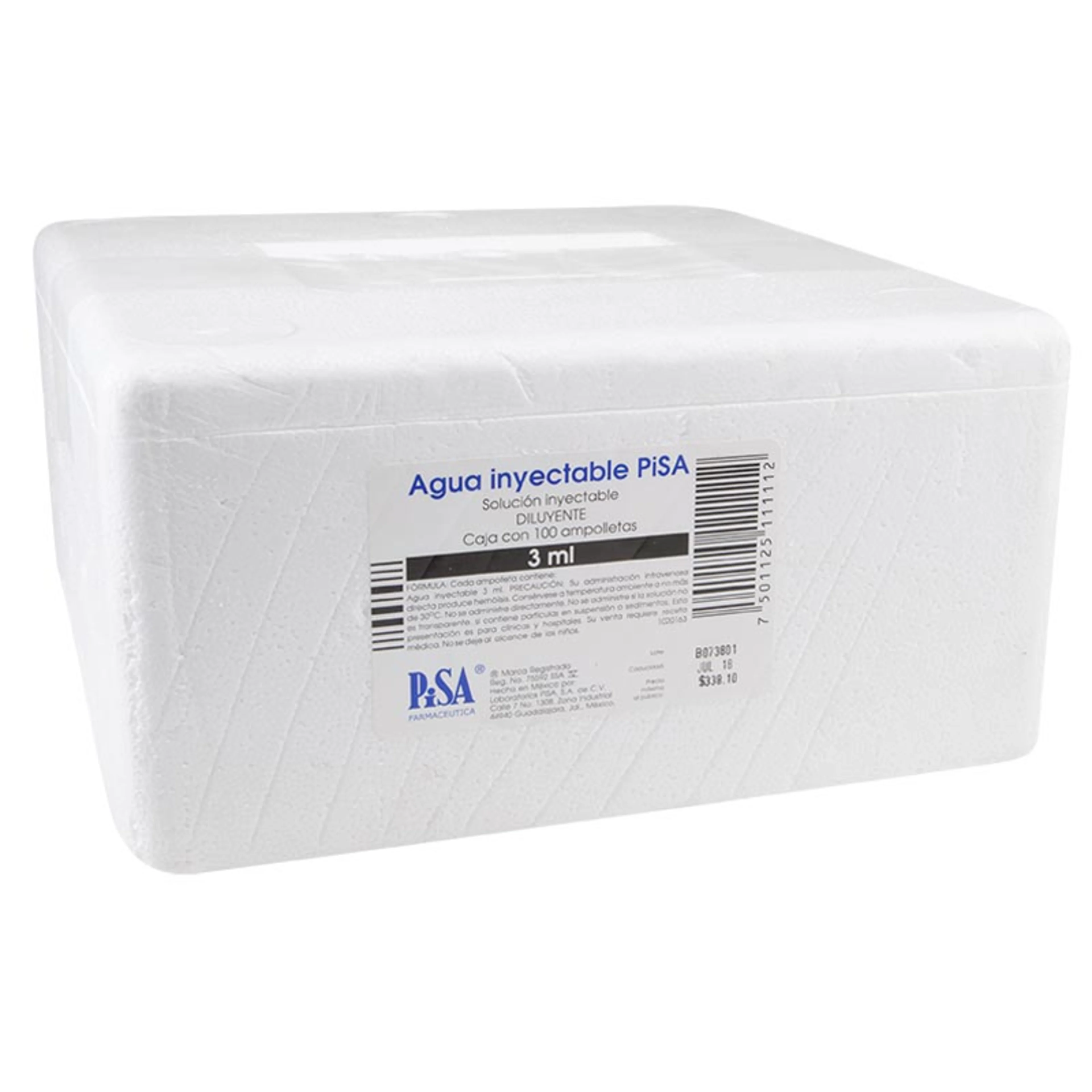Pisa 3 ml inyección ampolleta agua inyectable 3 ml