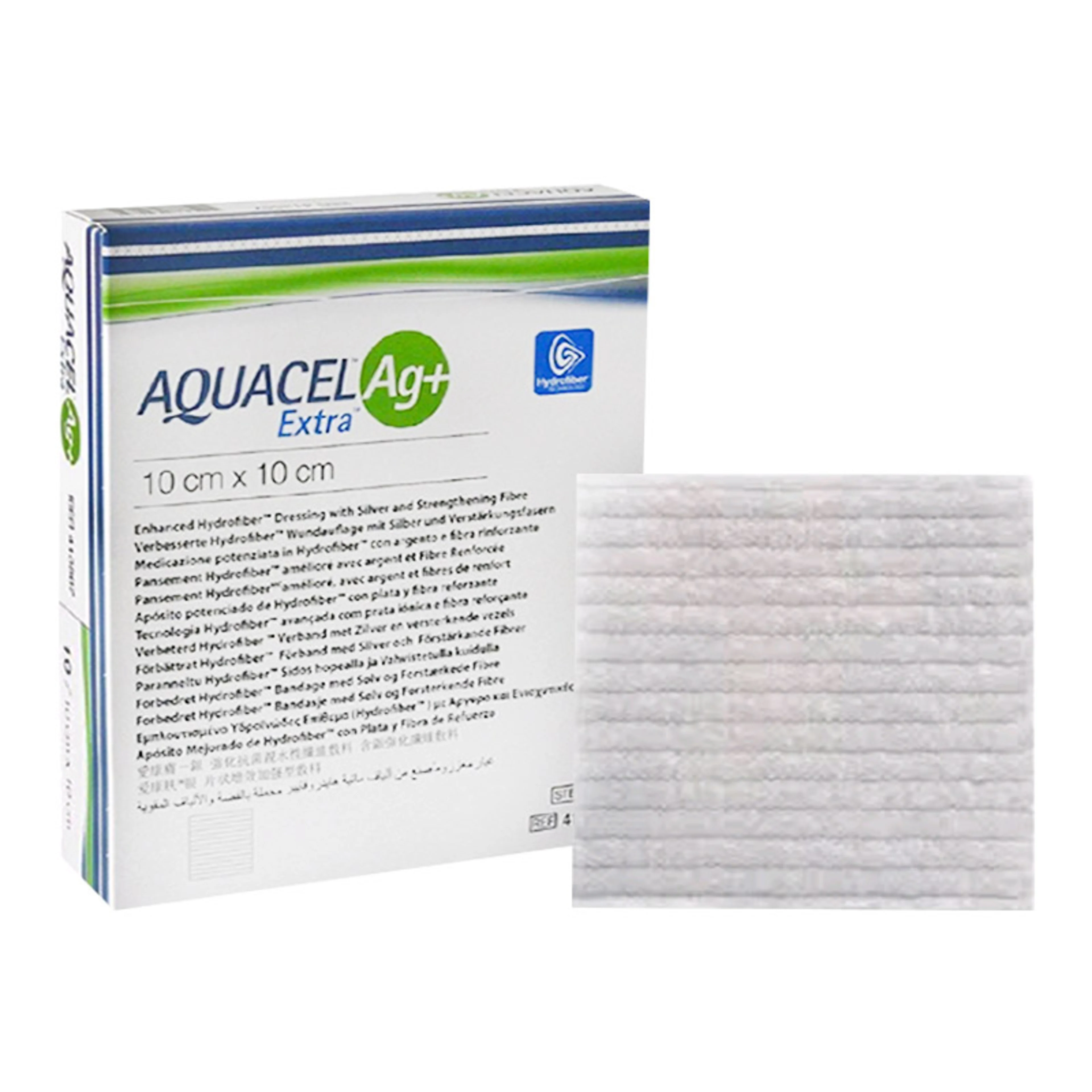 Aquacel ag extra apósito con hidrofibra de plata de 10x10cm para heridas 1 pieza sobre