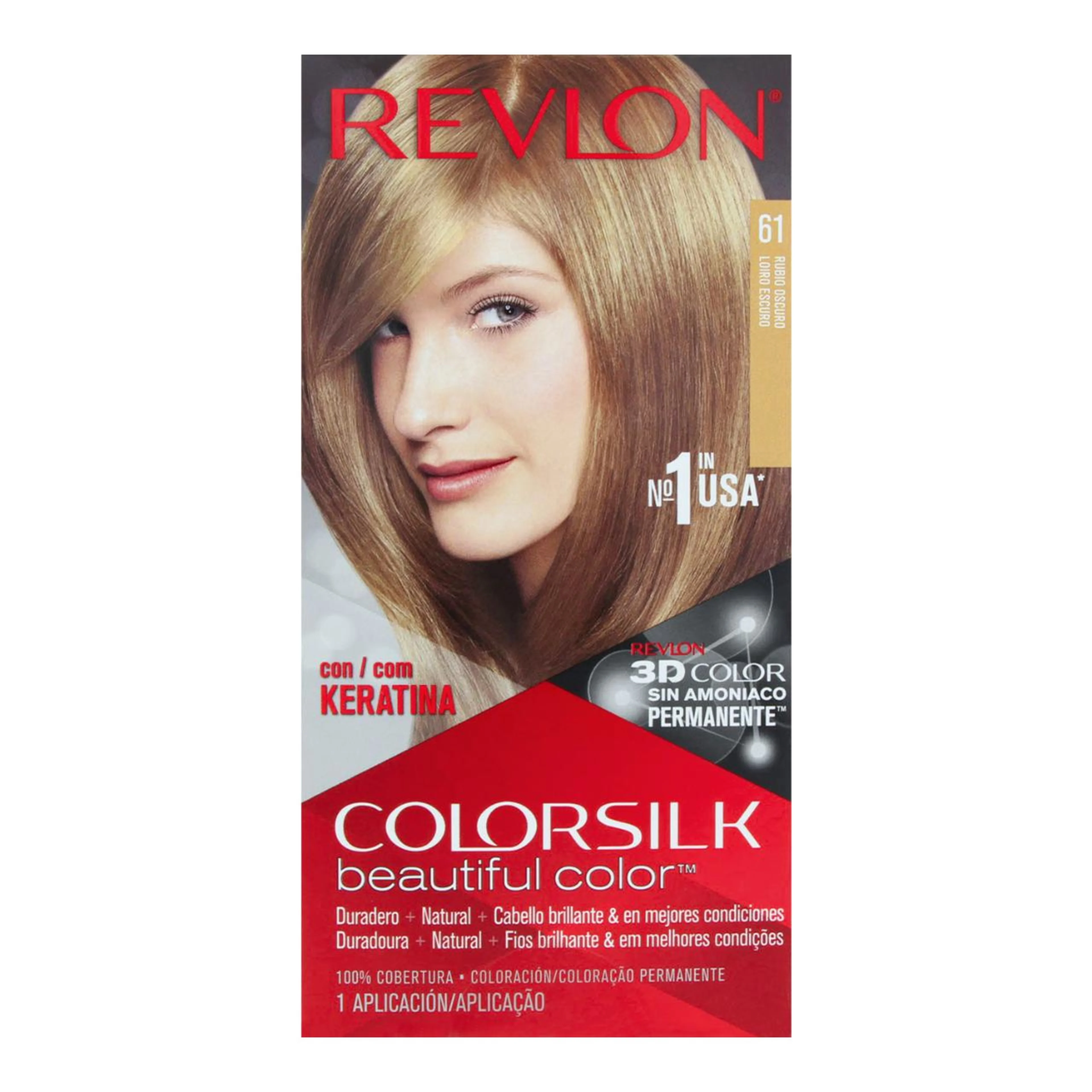 Tinte colorsilk beautiful color rubio oscuro sin amoniaco (61) 5 pzas.