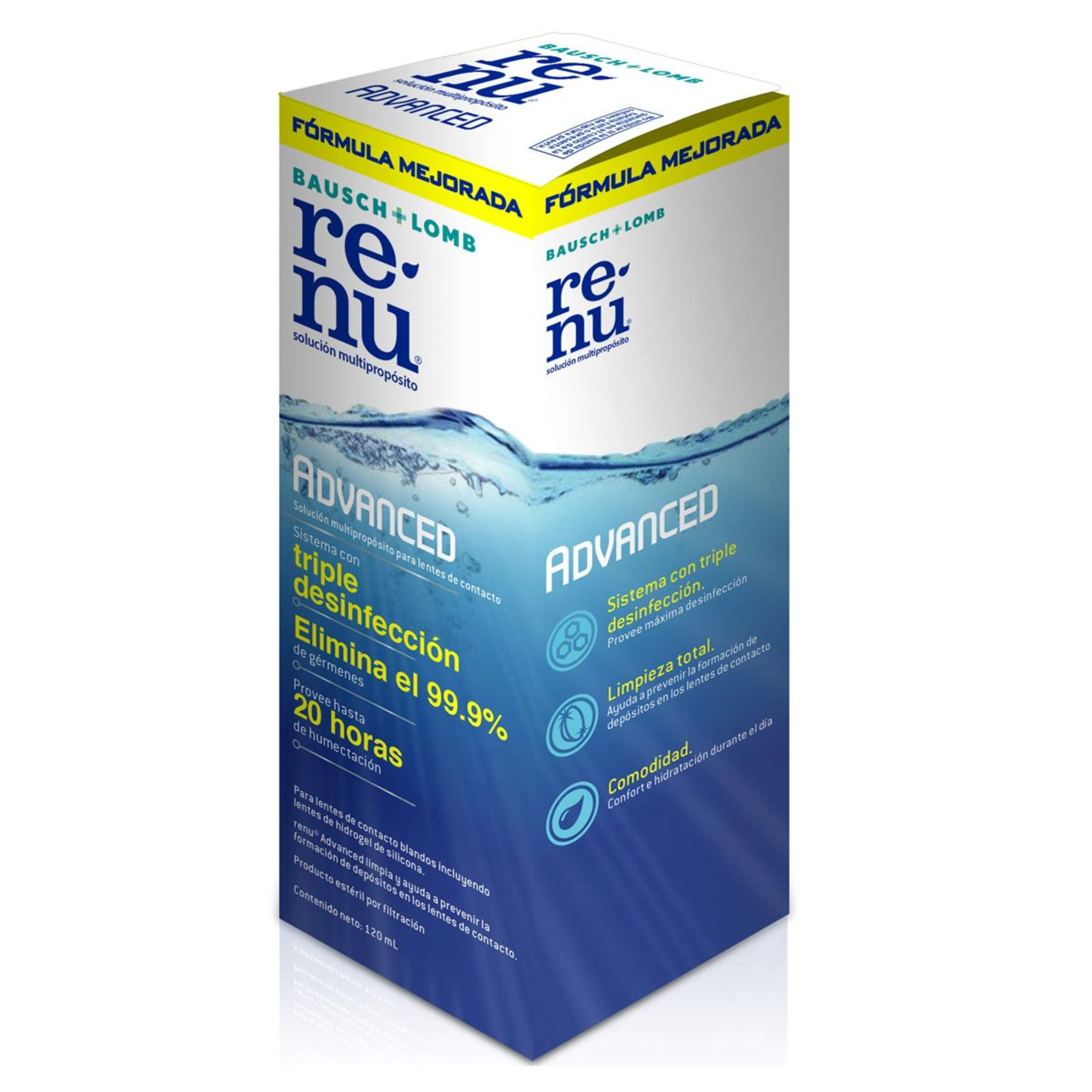 Renu Advanced Bausch & Lomb Solución Multiproposito Para Lentes De Contacto Con 120 Ml