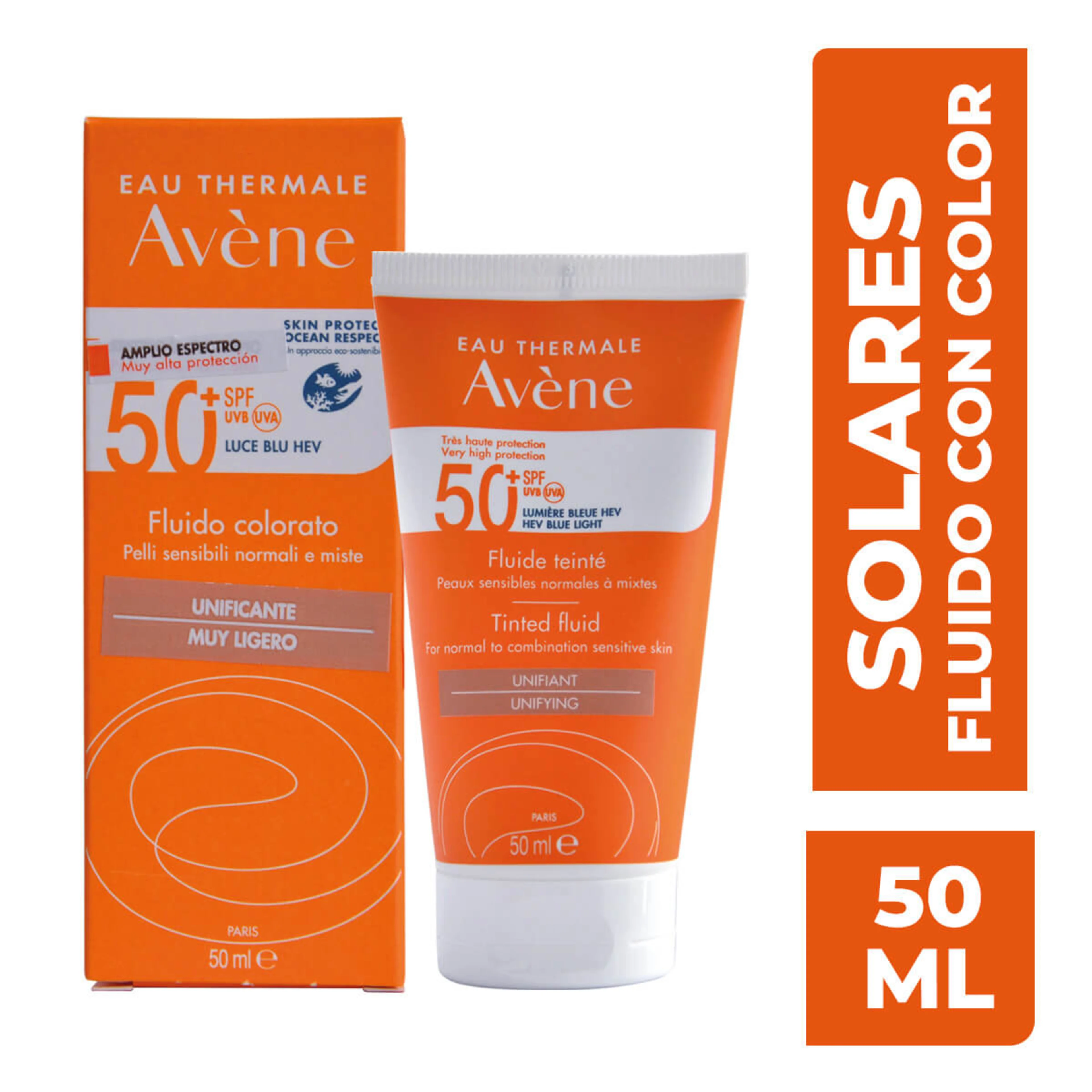 Avene Fluido Protector Solar Fps 50+ Con Color De 50 Ml