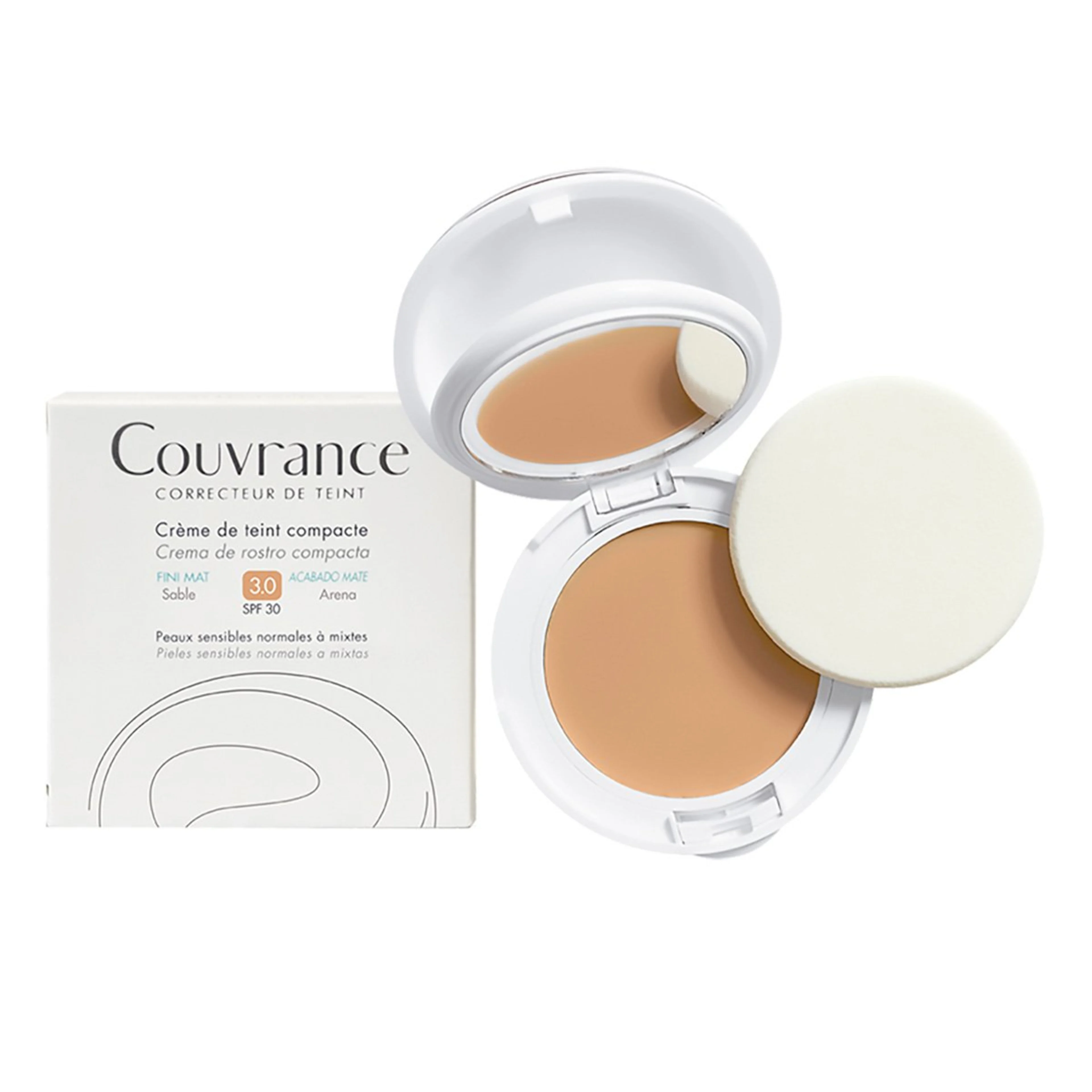 Avène couvrance maquillaje corrector crema compacta oil free arena piel sensible 30 ml compacto