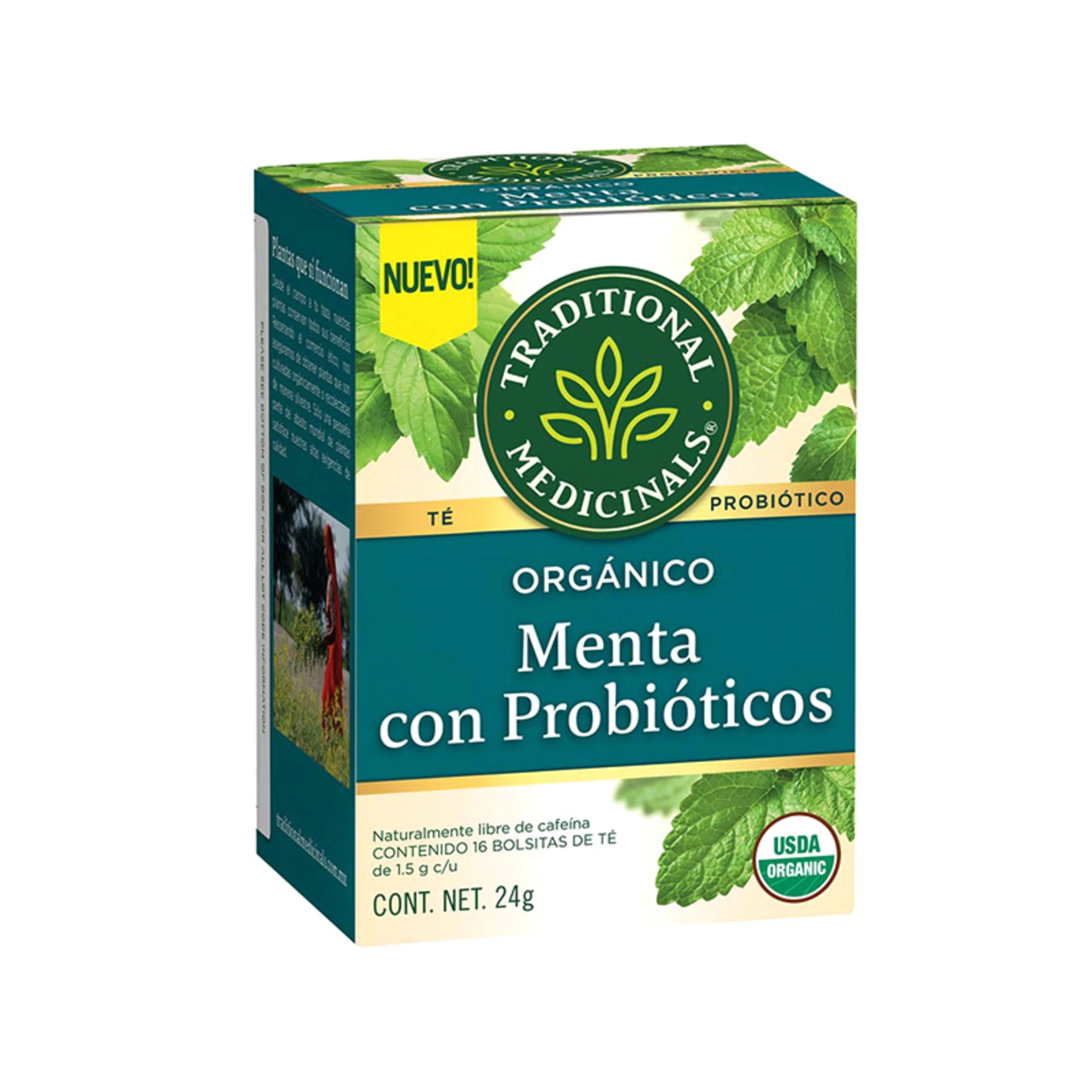 Traditional medicinals té orgánico de menta con probióticos 24 sobre caja