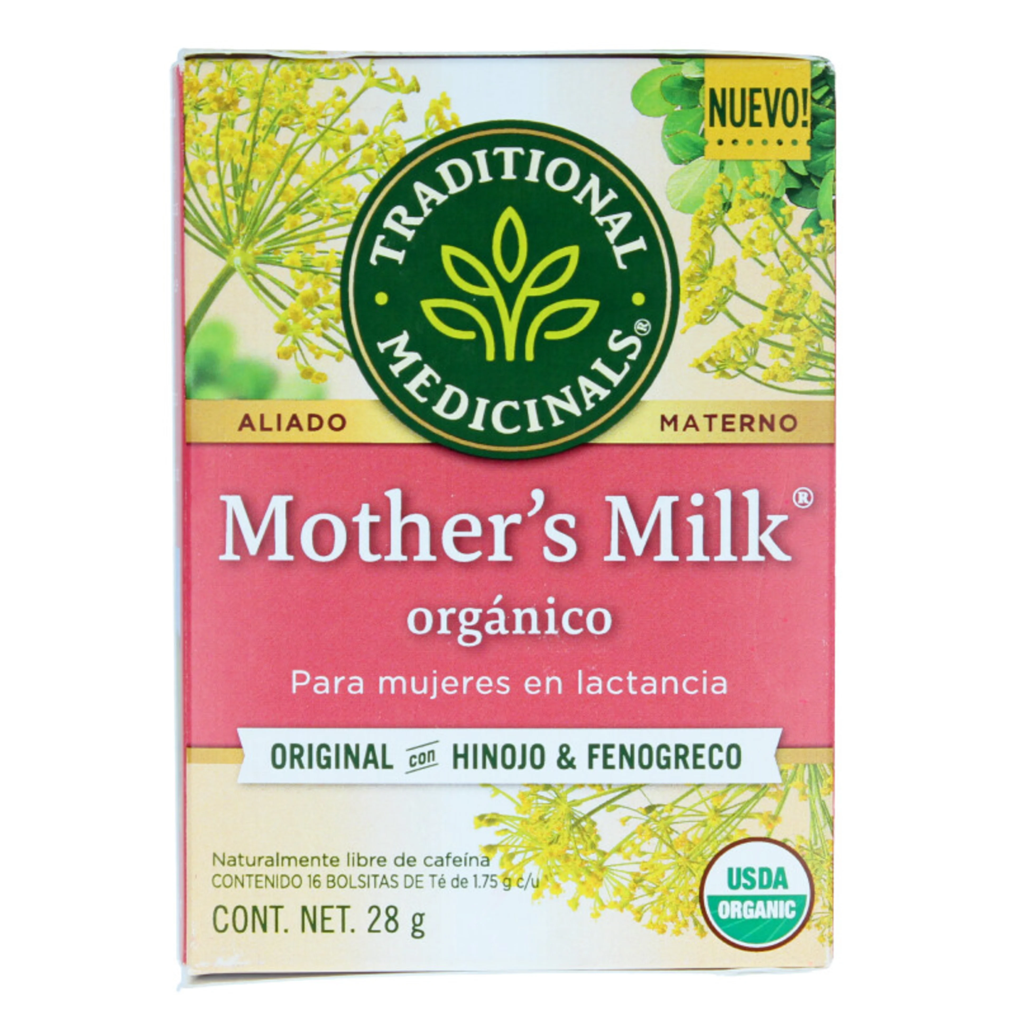 Traditional medicinals mother’s milk orgánico té de hinojo y fenogreco para mujeres en lactancia 16 sobre caja