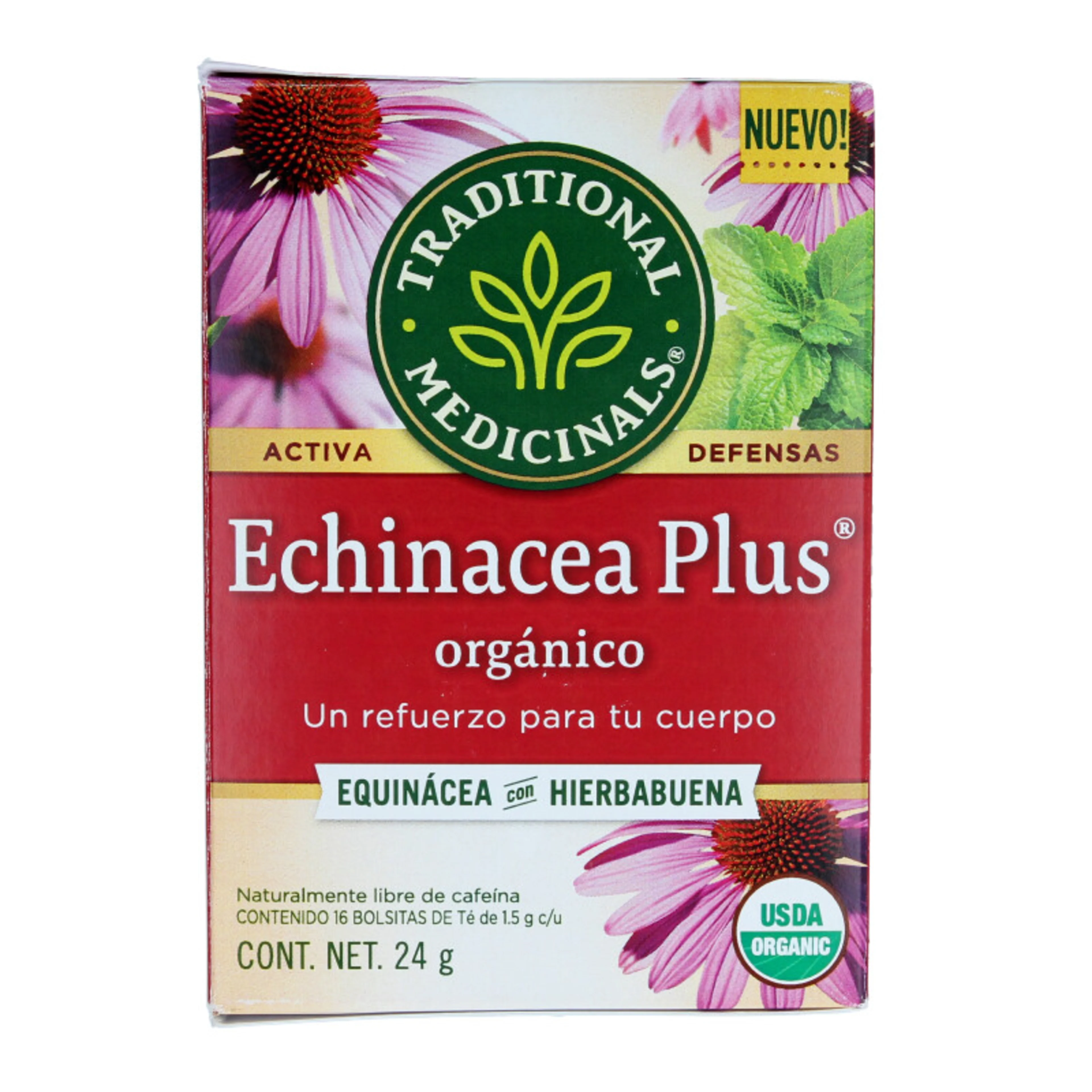 Traditional medicinals echinacea plus orgánico té de equinácea con hierbabuena 16 sobre caja
