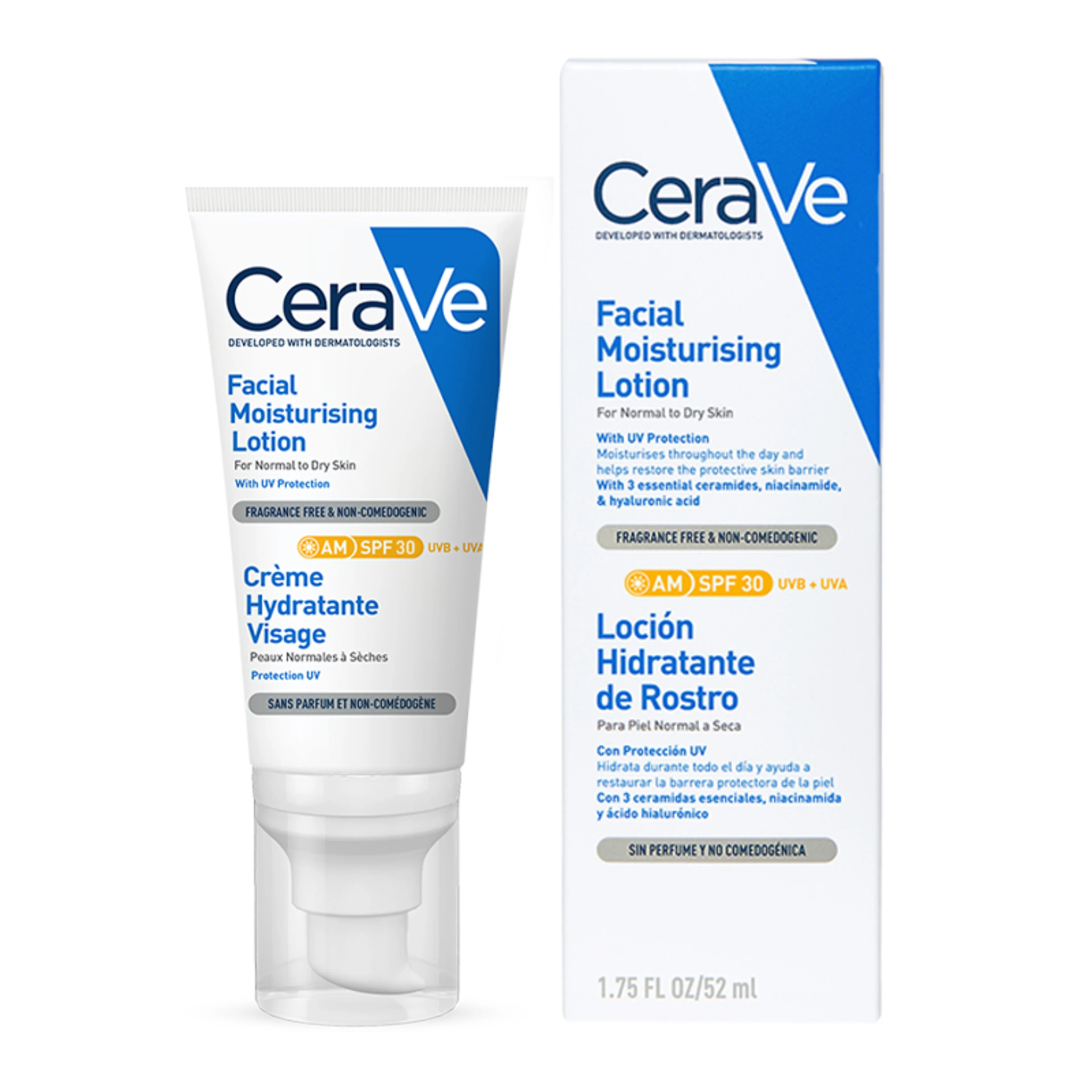 Cerave Loción Hidratante Facial Piel Normal A Seca Spf 30 Con 52 Ml