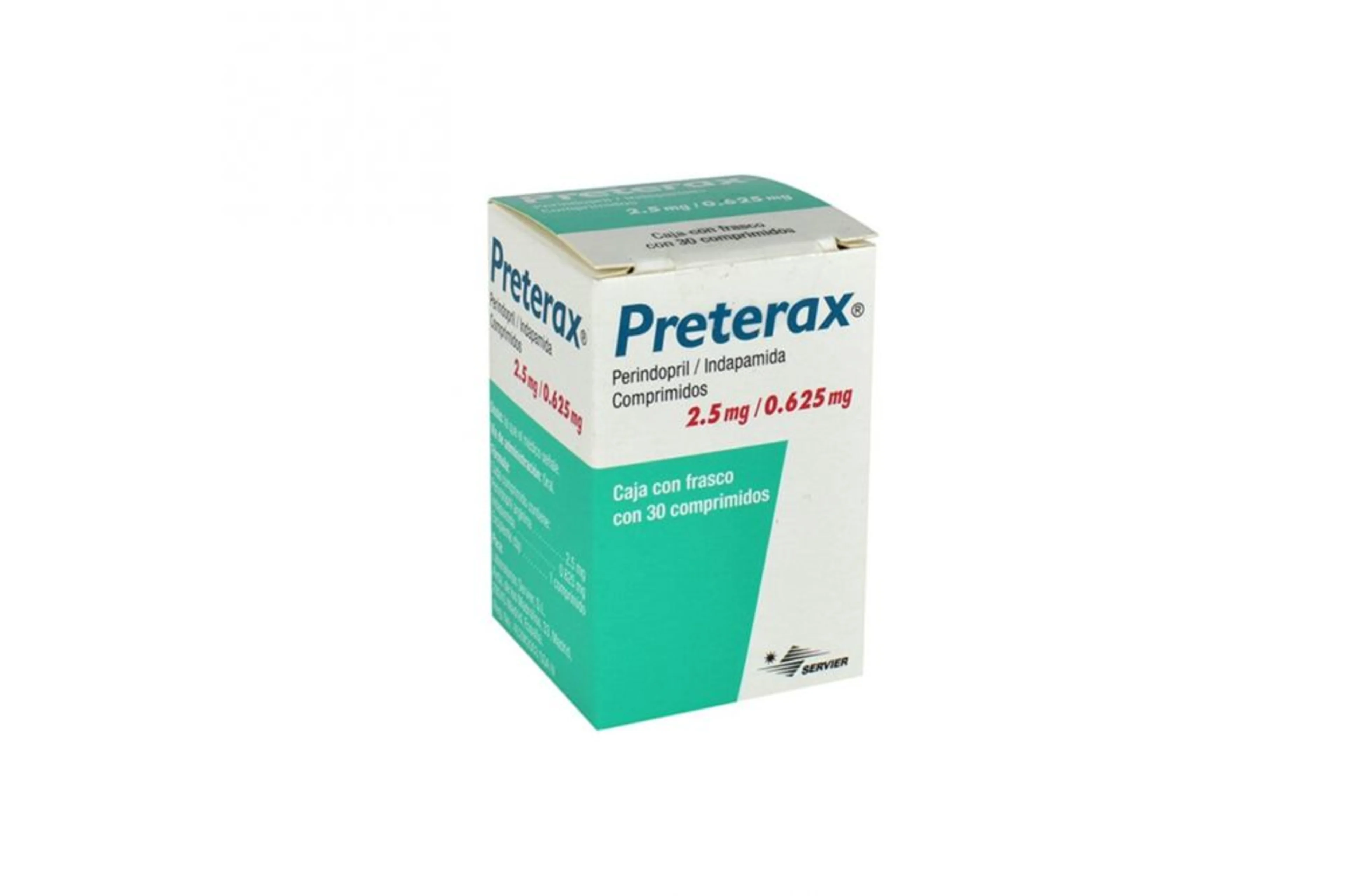 Preterax frasco con 30 comprimidos 2.5/0.625mg