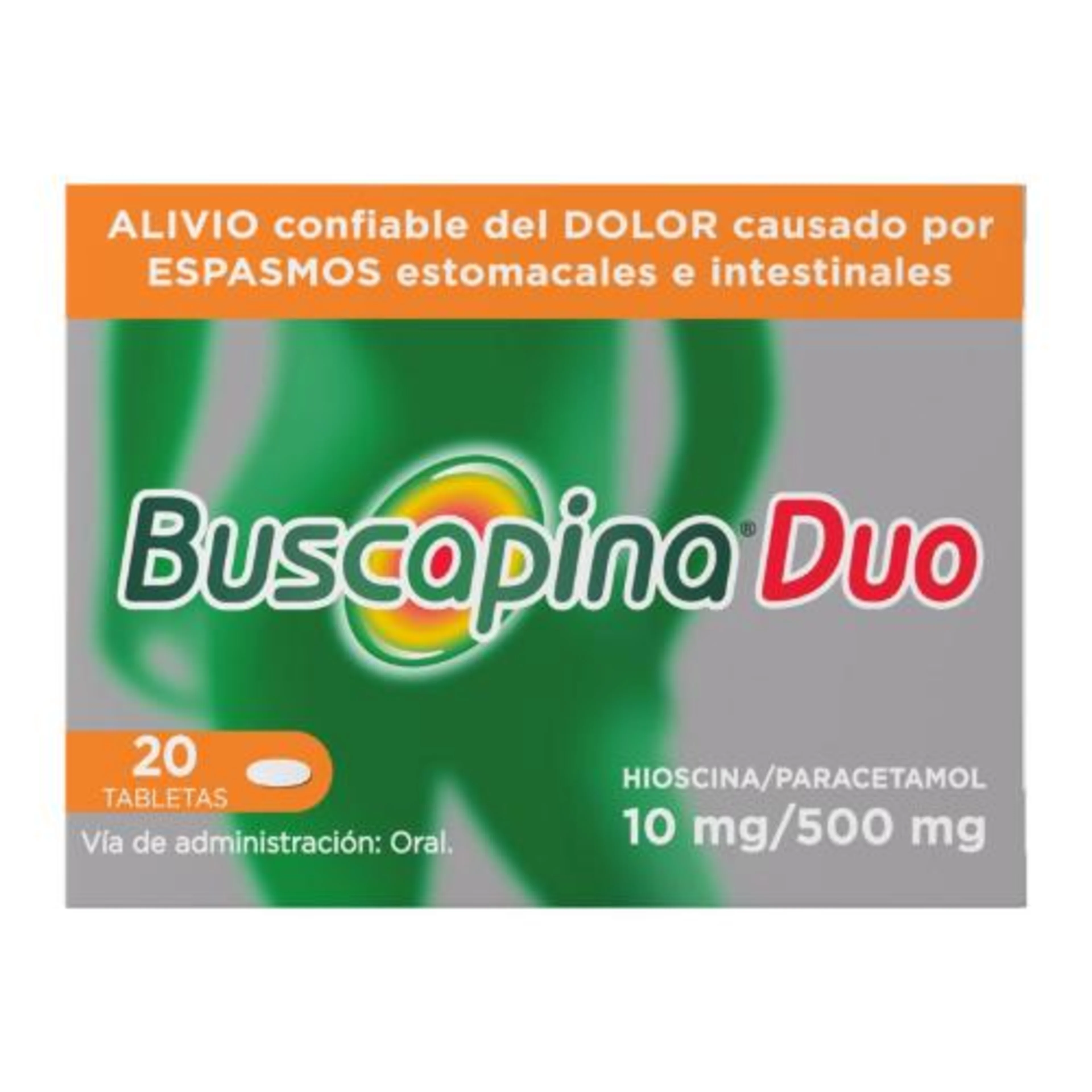 Buscapina Duo 20 Tabletas con Hioscina y Paracetamol para Alivio de Cólicos