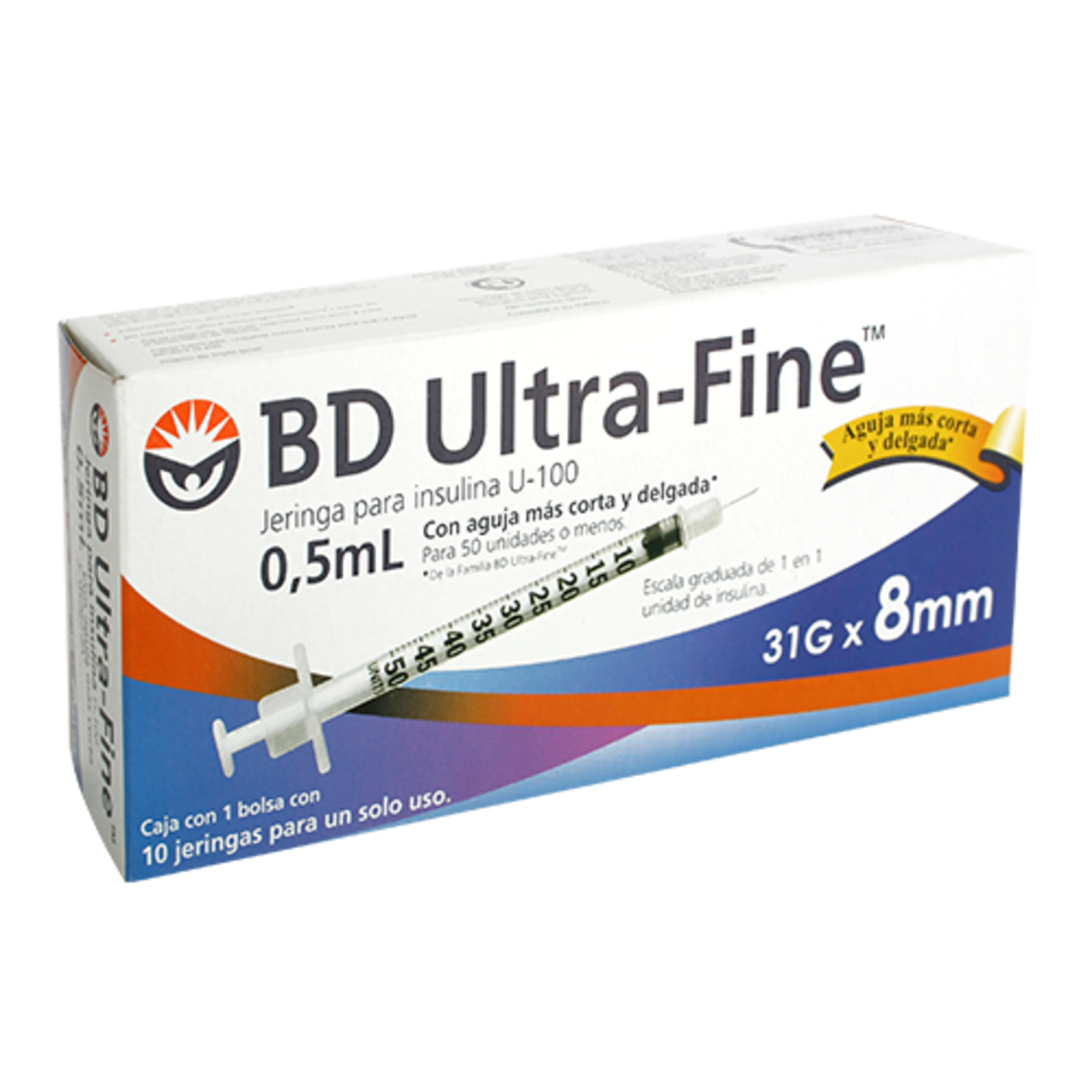 Bd Ultra-Fine Jeringa Para Insulina 31Gx8Mm 0.5 Ml 10 Jeringas